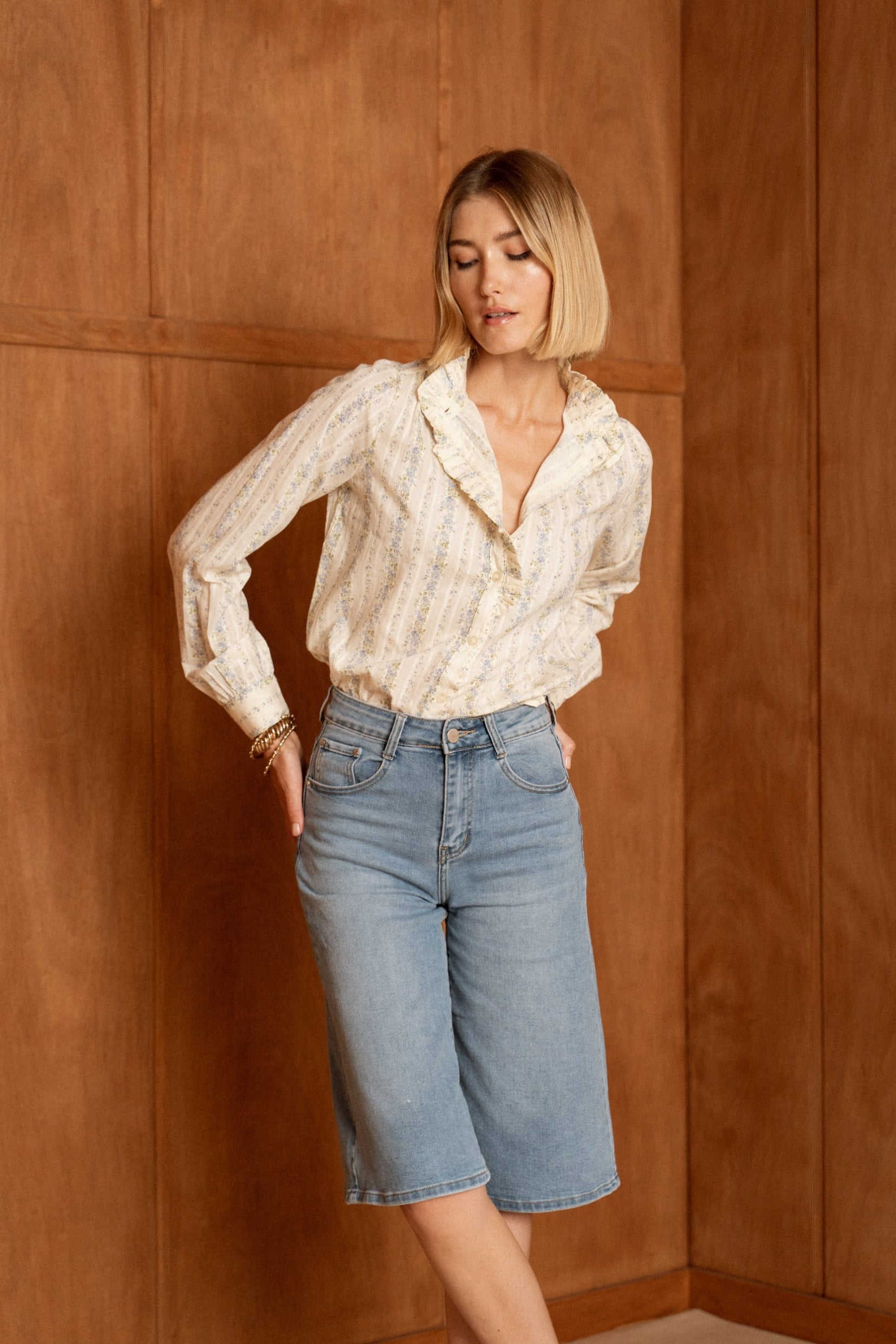 Chemise Maëva Fleuri Bleu