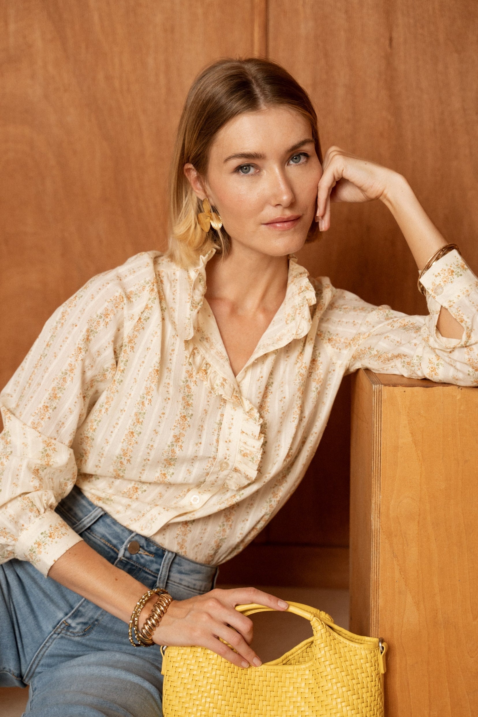 Chemise Maëva Fleuri Jaune