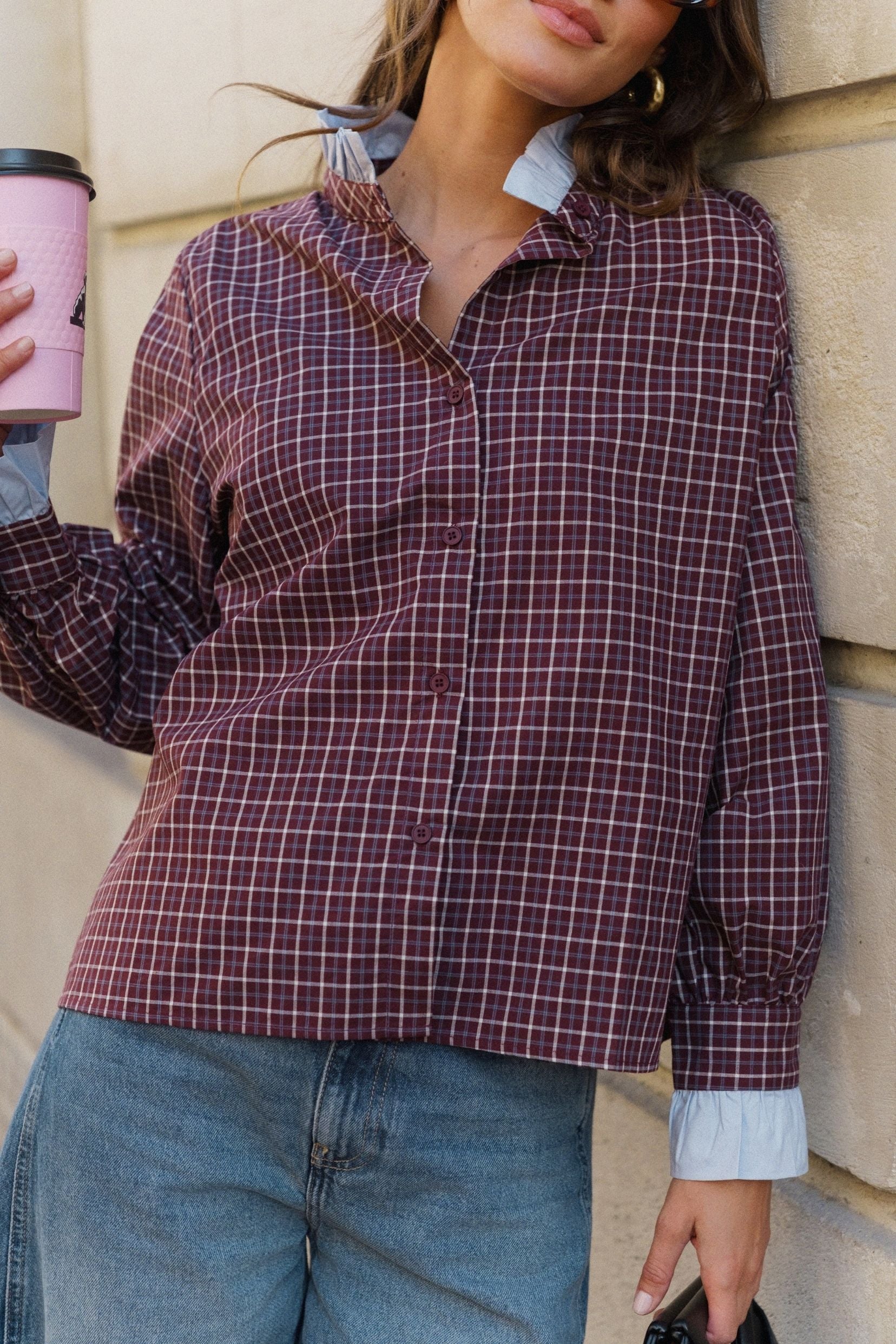 Chemise Philippine Carreaux Bordeaux - PRÉCOMMANDE LE 8/10