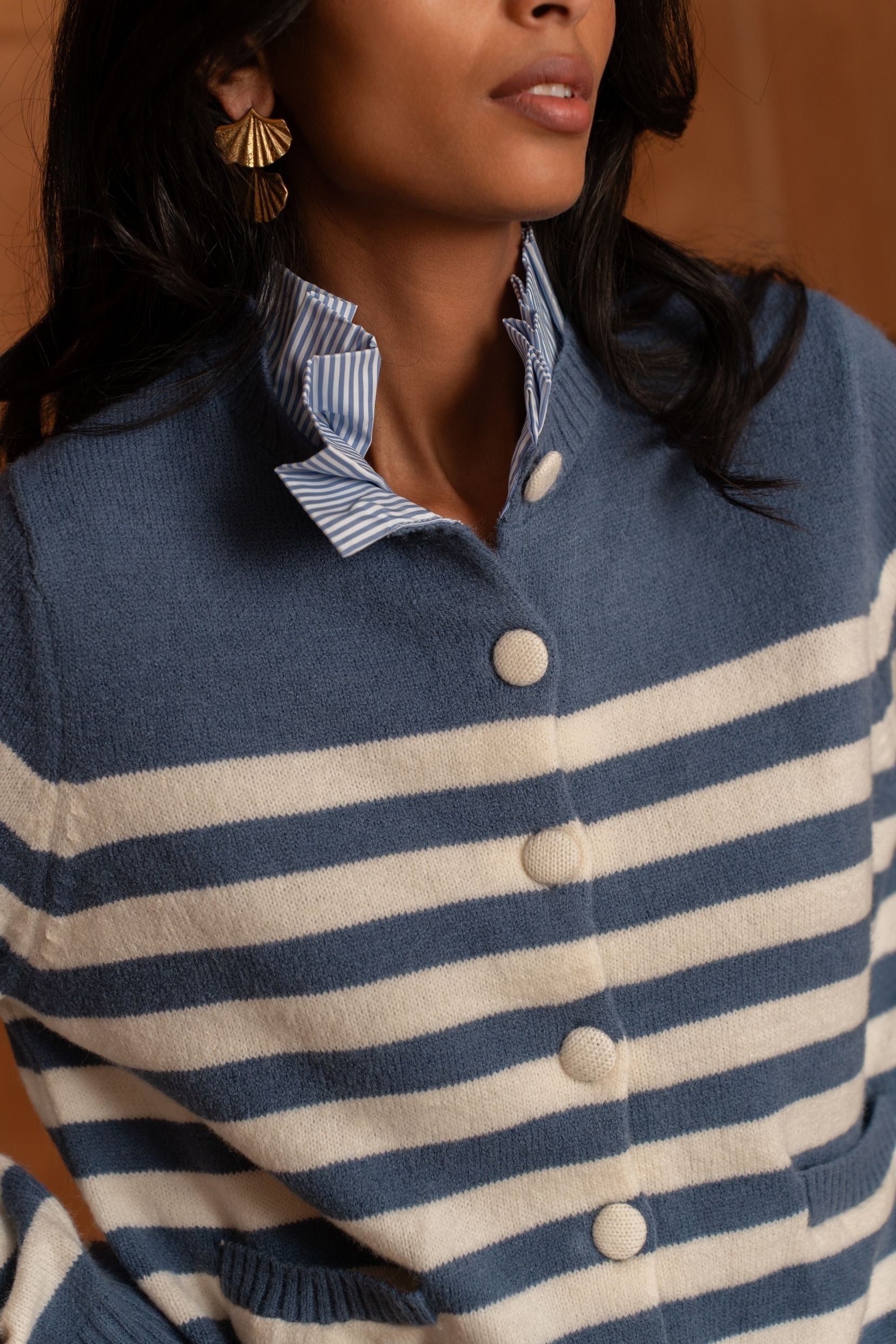 Gilet Eline Rayé Bleu