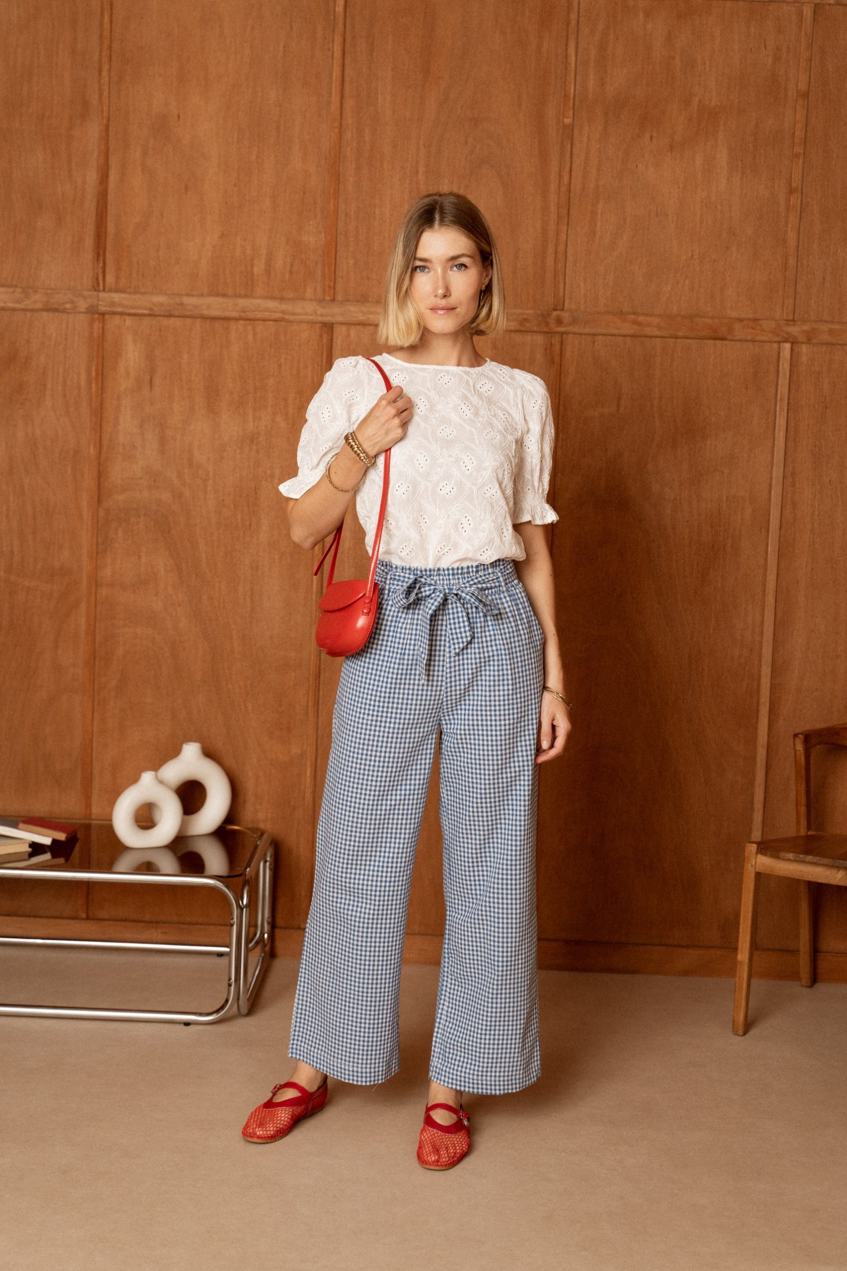 Pantalon Dulcie Vichy Bleu
