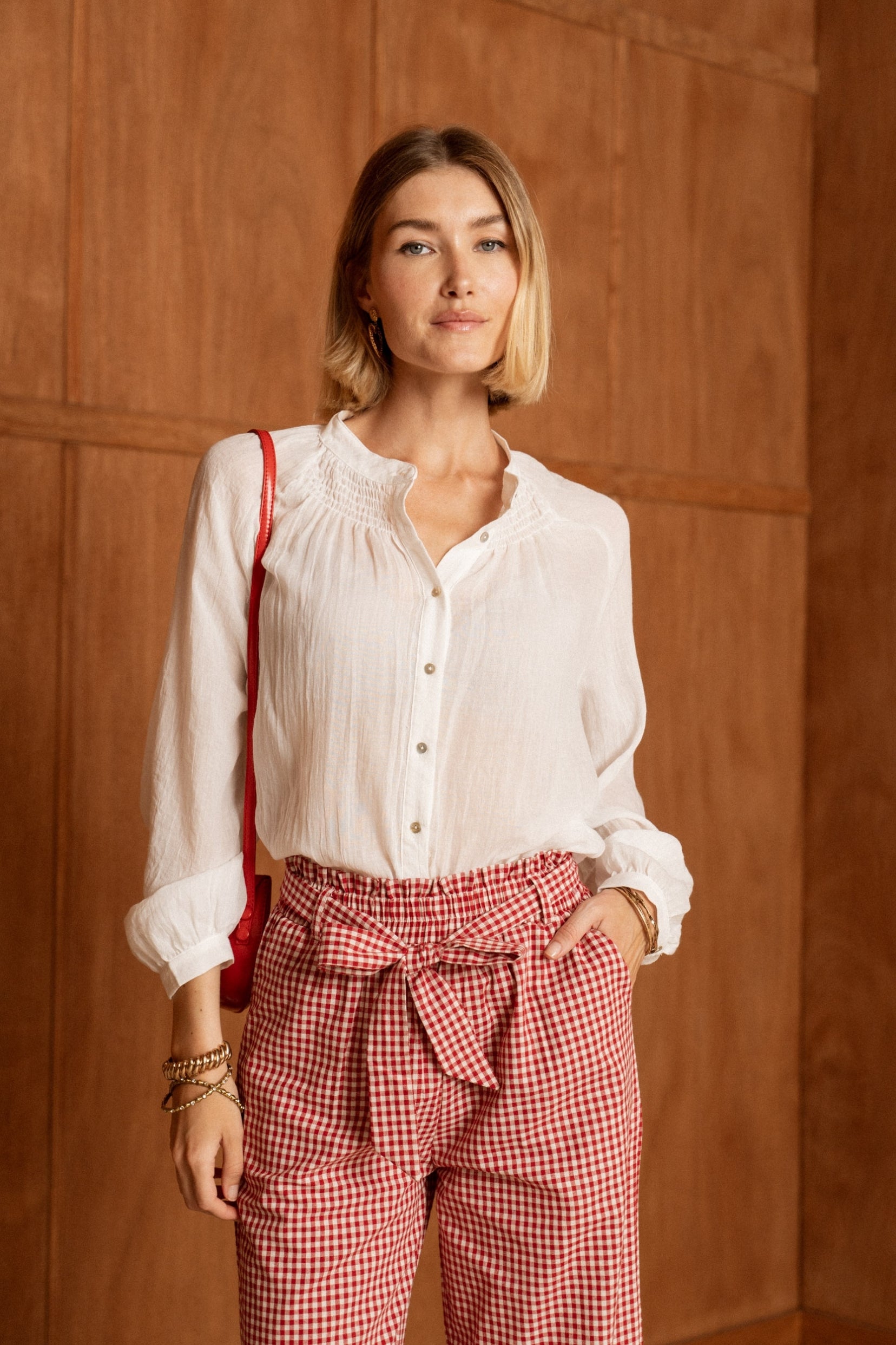 Pantalon Dulcie Vichy Rouge