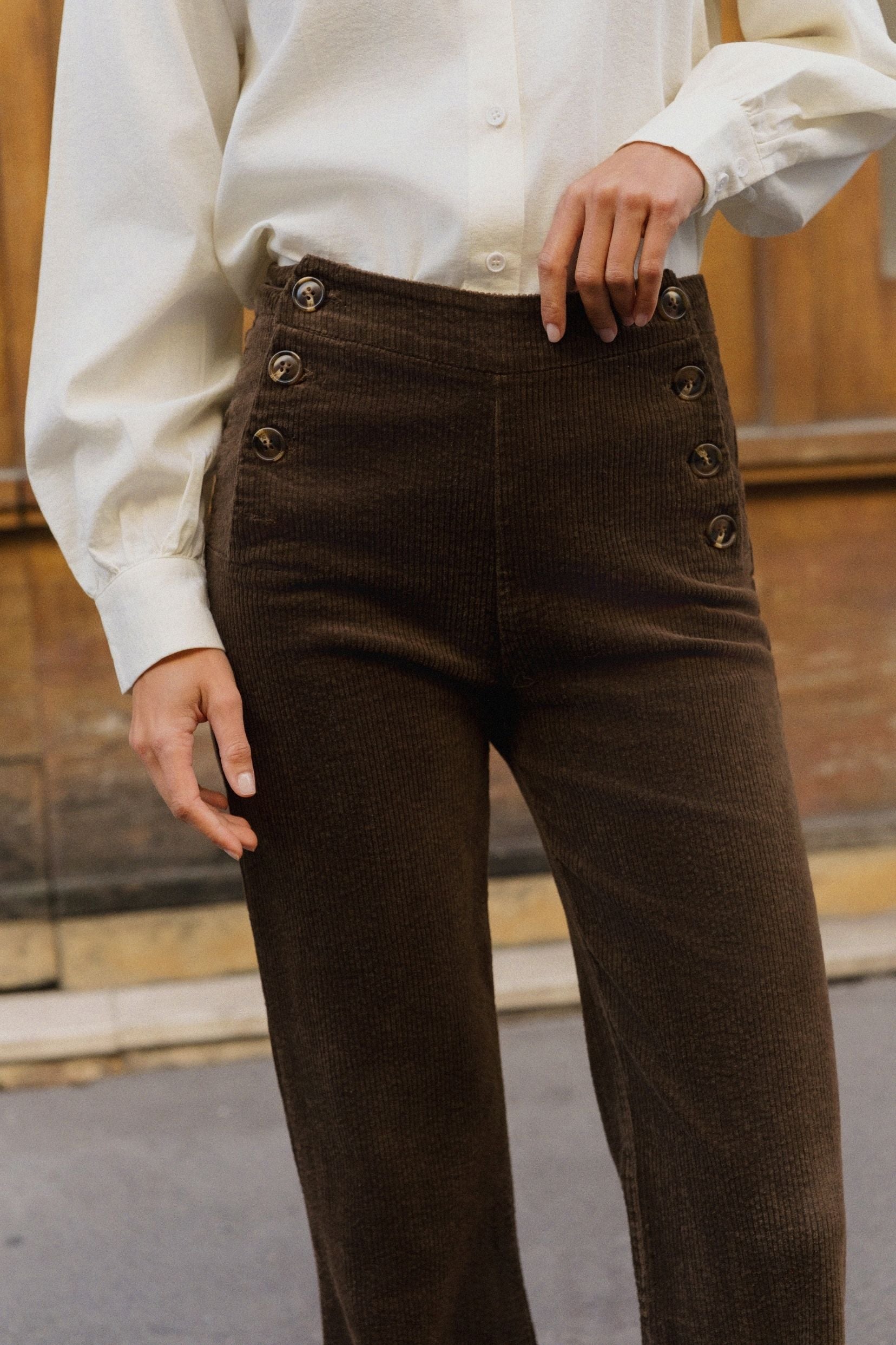Pantalon Thibault Velours Marron