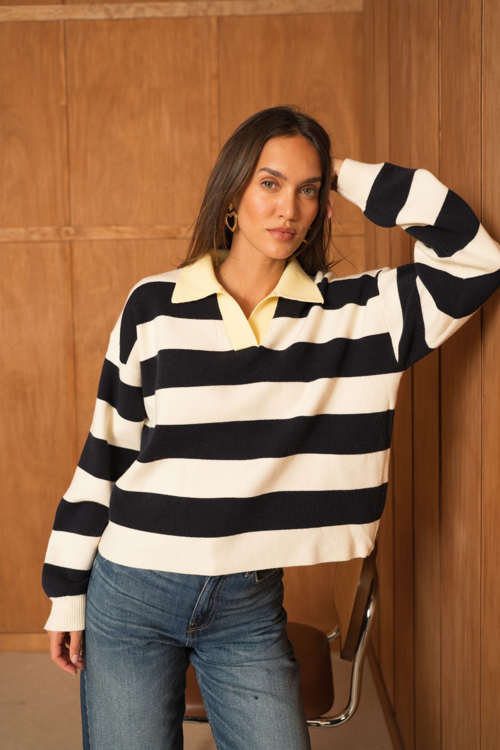 Pull Aurèle Rayé Ecru