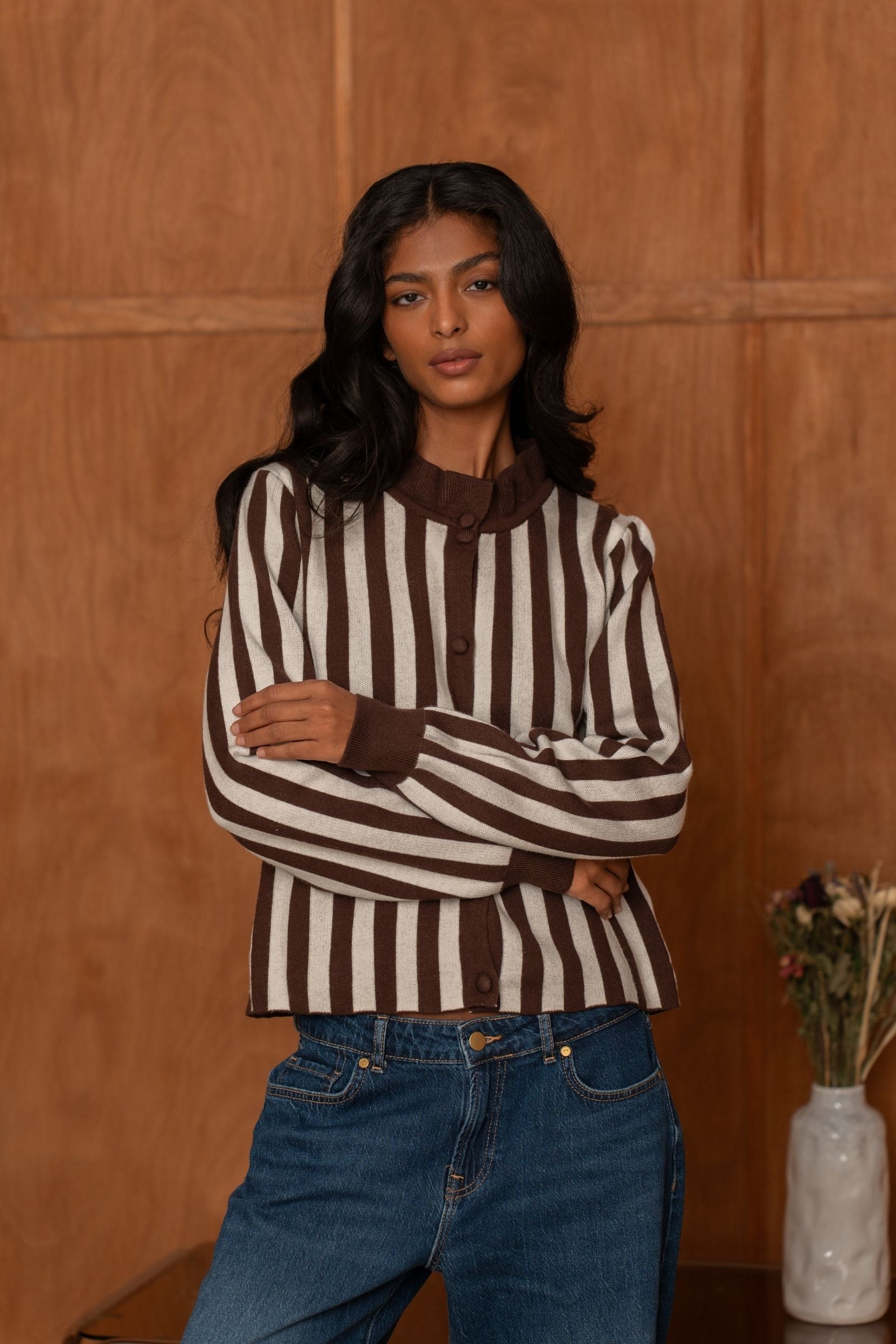 Pull Charlotte Rayé Marron