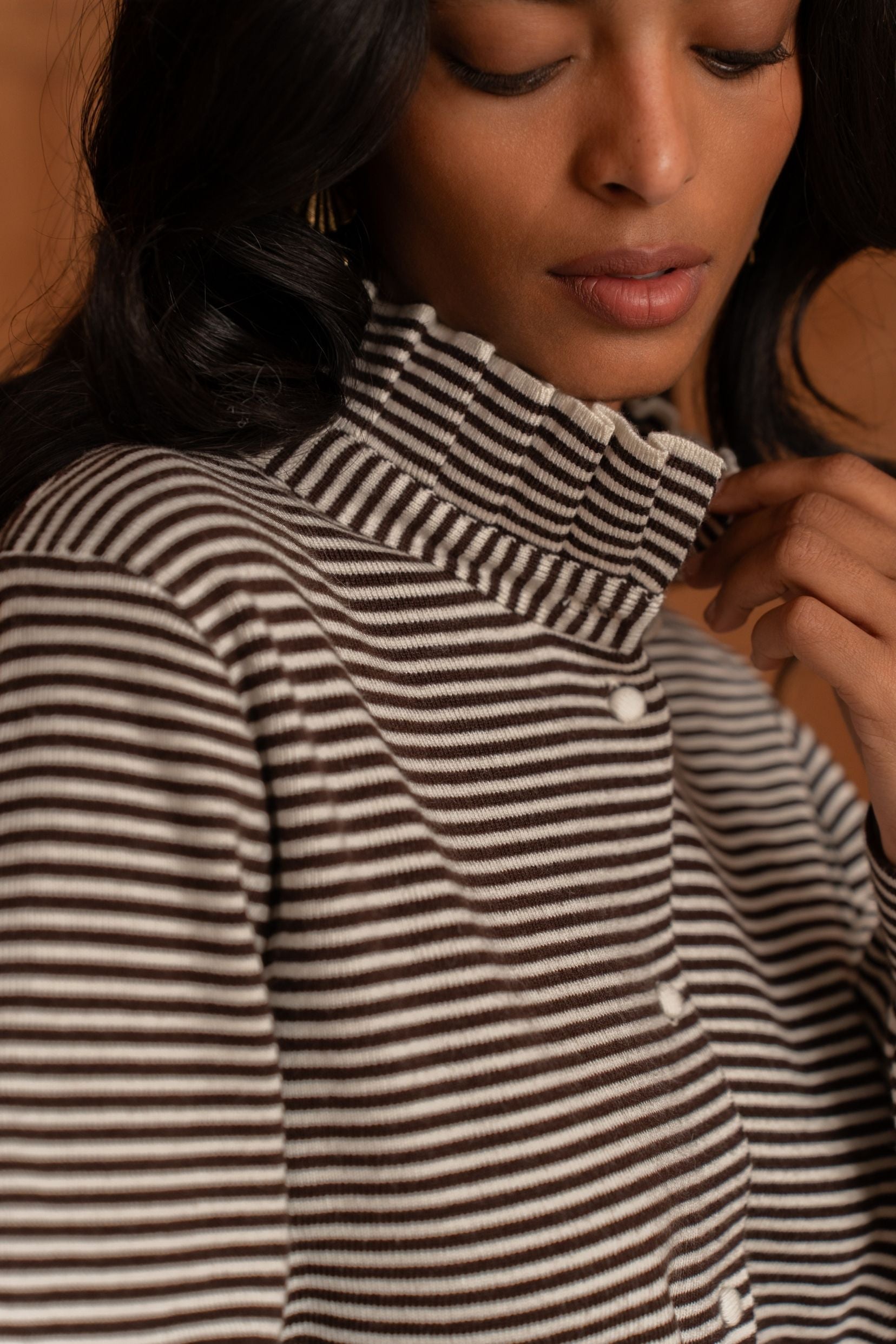 Pull Maelys Rayé Marron