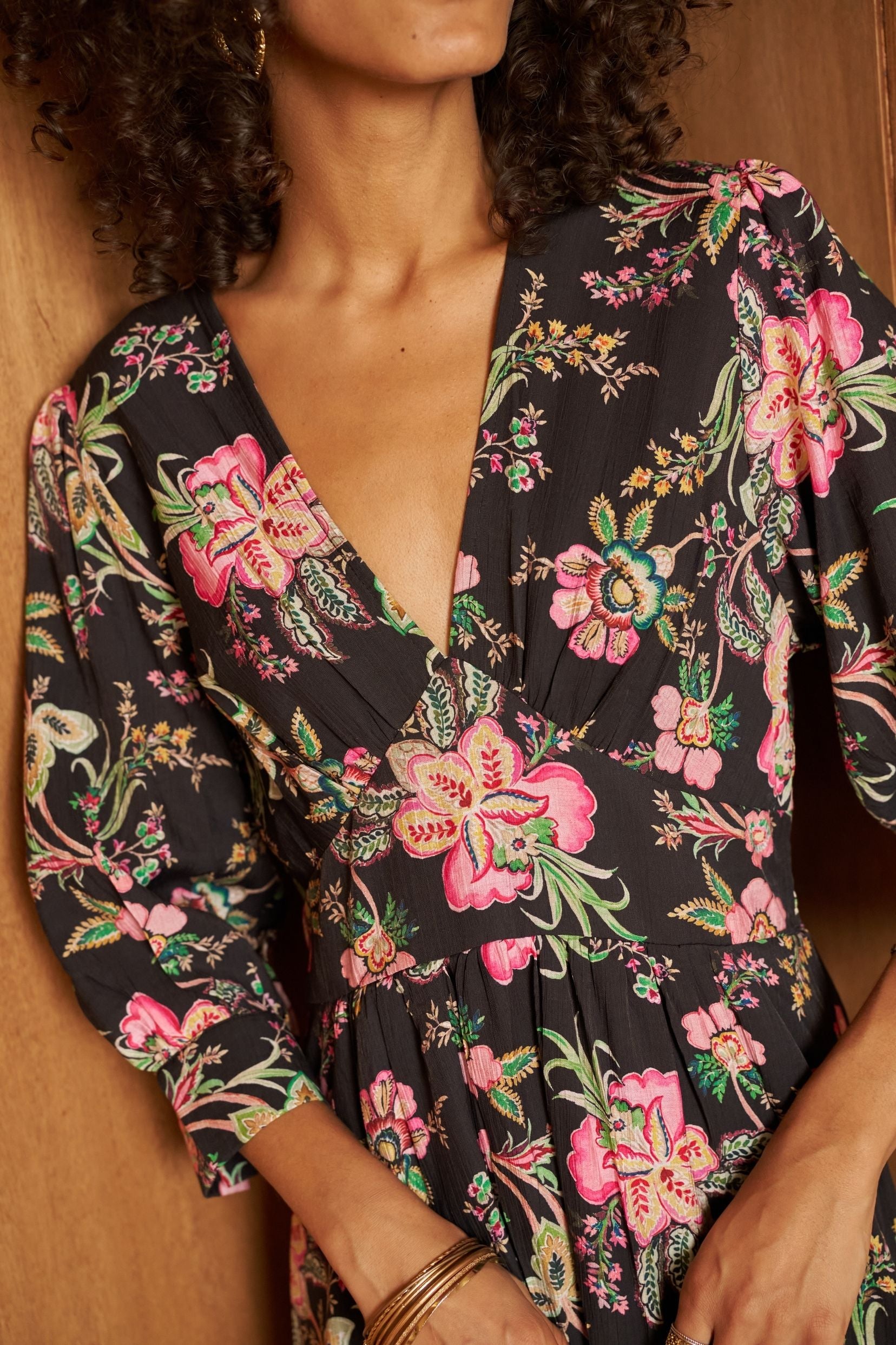 Robe Isaura Fleuri Noir